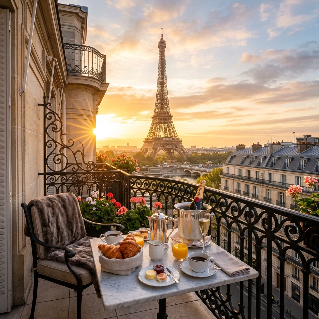 Paris Honeymoon Eiffel Tower Balcony View